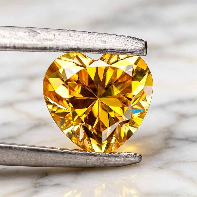 Moissanit-Stein Herzschliff Goldgelber Edelstein für Fortgeschrittene Schmuckherstellung, Besteht Diamanttester mit Zertifikat – Detail 5