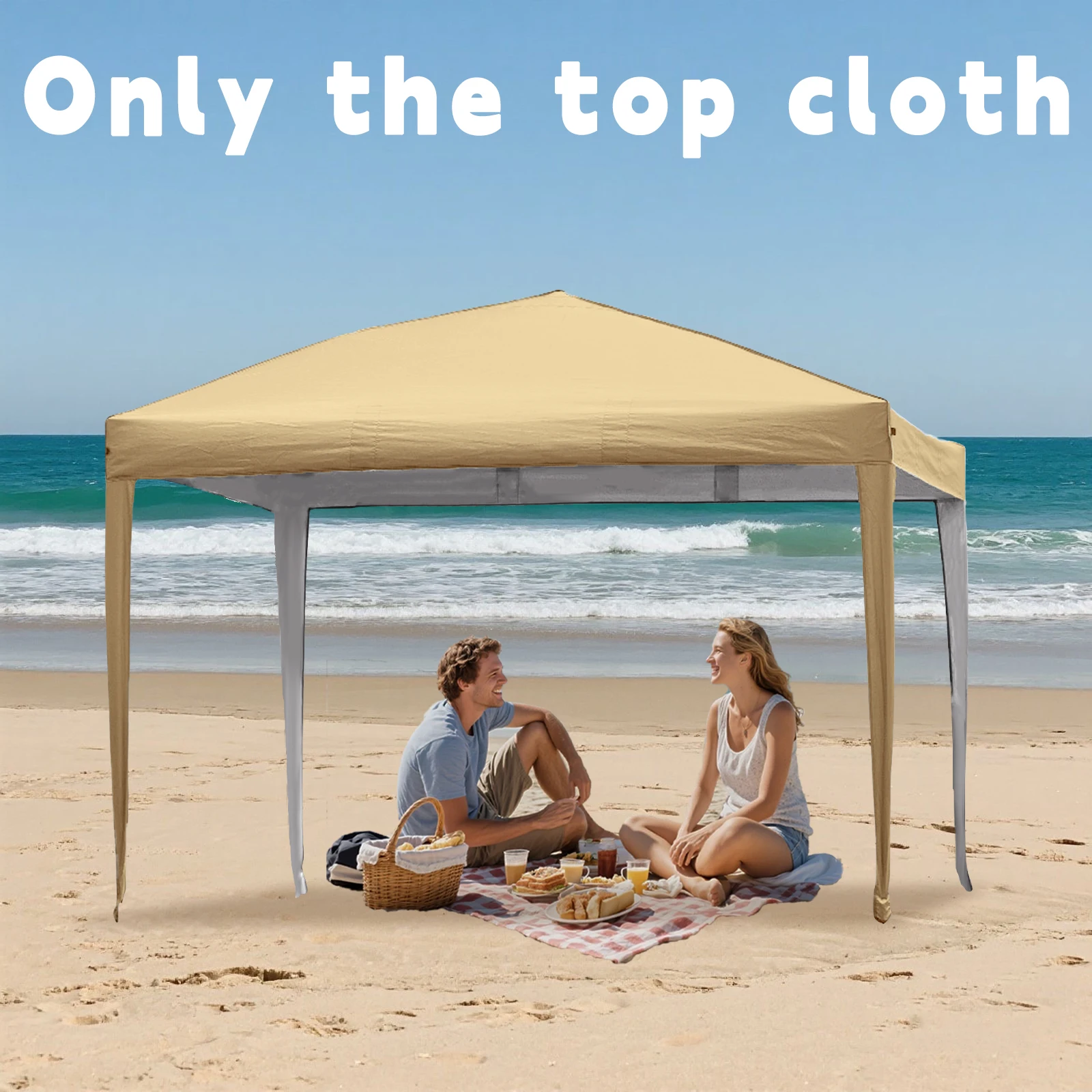 

Canopy Replacement Top Outdoor for 10x10 Pop up Tent with Full Pole Skirts, Khaki Sunscreen and UV protection Only the top cloth