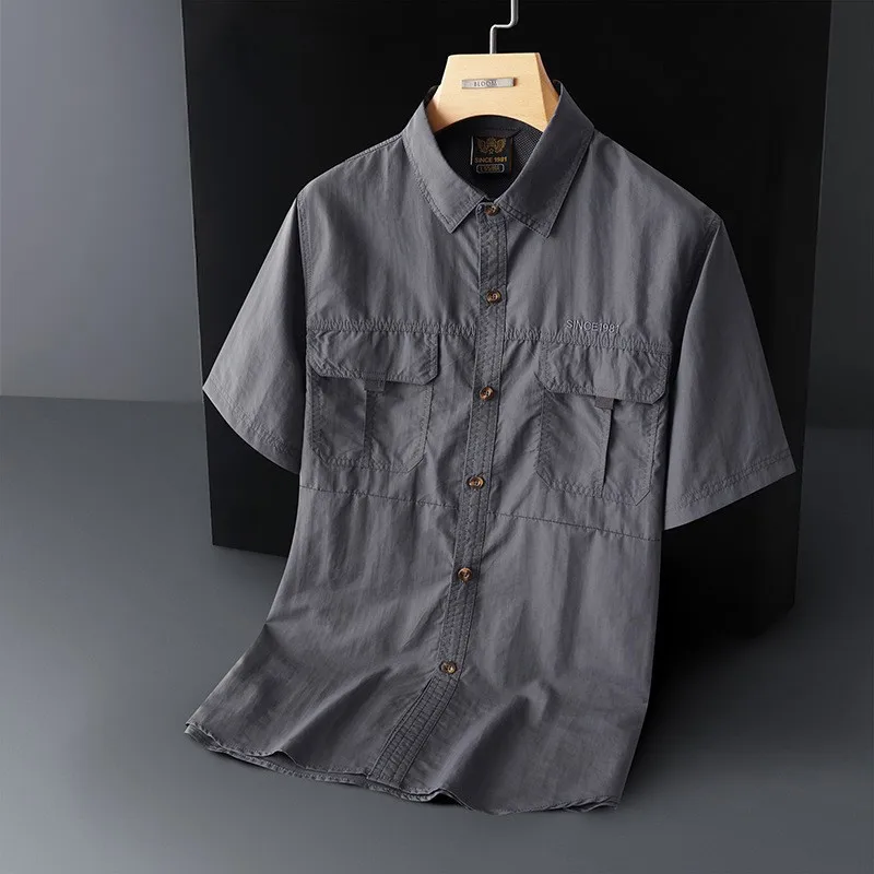 Summer Quick-Dry Lightweight Short Sleeve Shirt Men's Casual Versatile Top