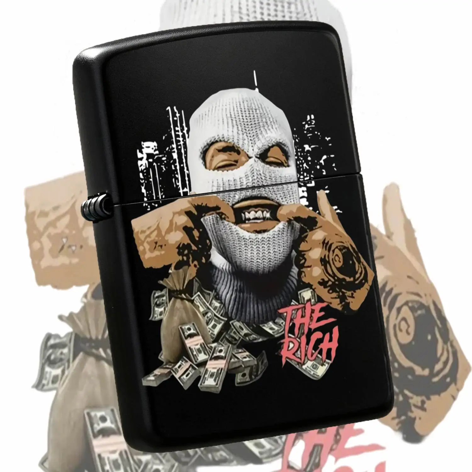 Trendy Cool Ski Mask Themed Portable Lighter, Hip Hop Street Aesthetic Decorative Ignition Tool, Ideal Unique Gift For Hip Culture Enthusiasts, Daily Carry Reliable Ignition Accessory For Camping Hiking Indoor Outdoor M A Humorous And Inter