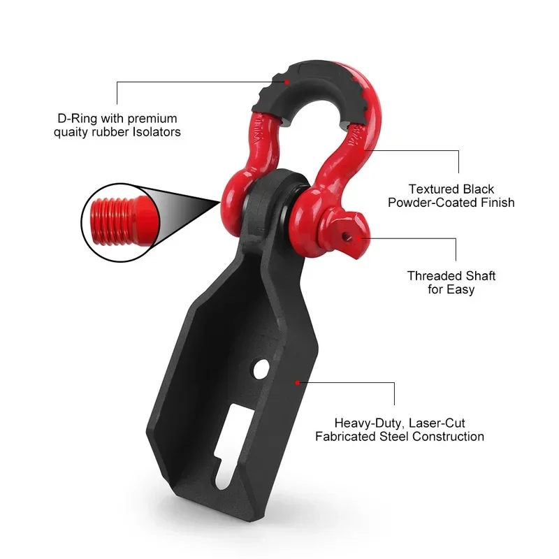 Heavy Duty Front Tow Hook D Ring Shackle Mount Kit for 2009-2020 Pickup Parts