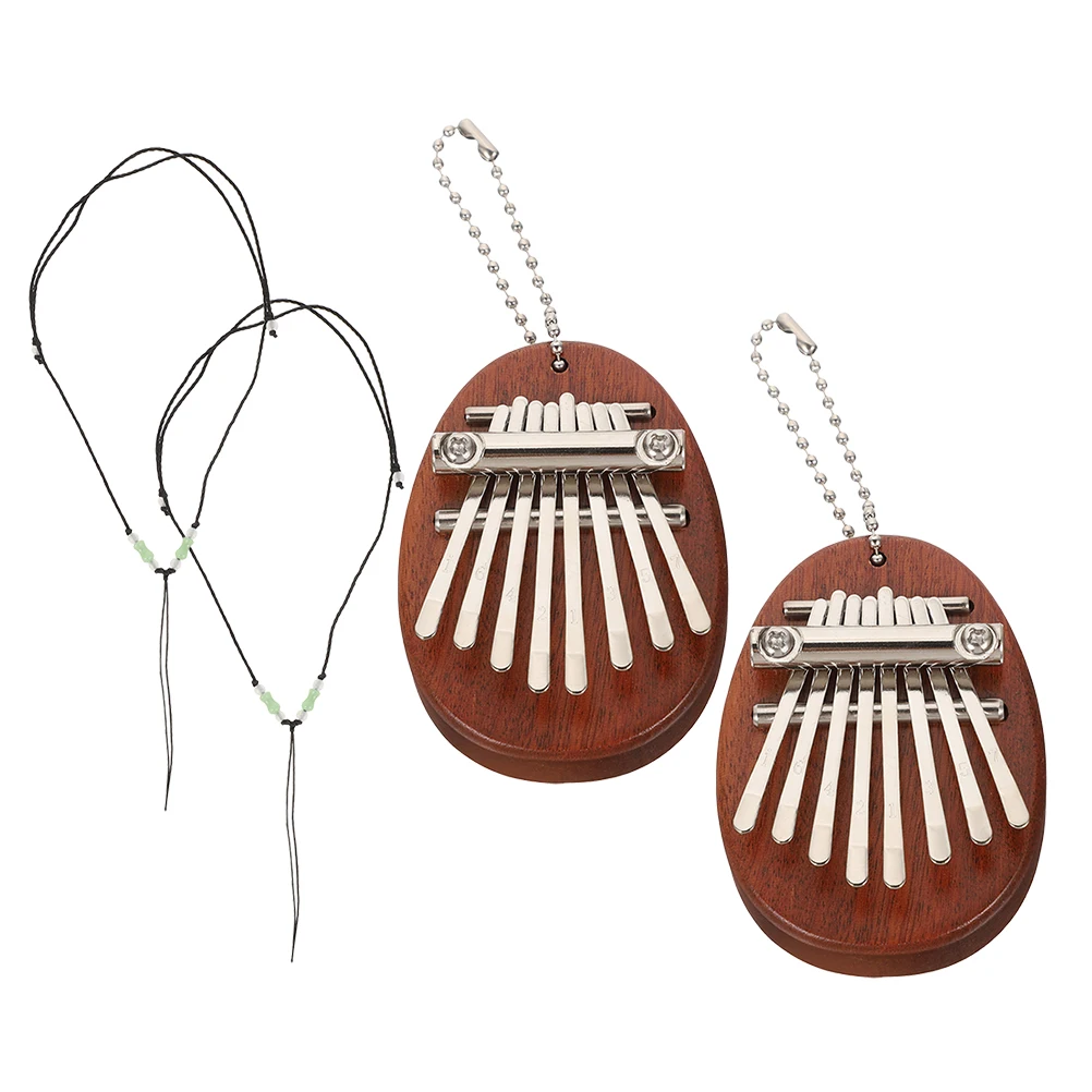 

2 set Mini Thumb Piano 8 Key Water Drop Shape Portable Kalimba Finger Piano For Beginners Sapele Wood Musical Instrument