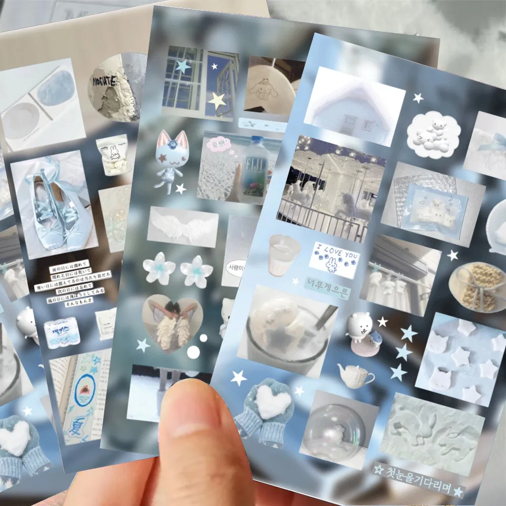 8 Pieces Blue Series Stickers - Fresh Decorative Decals for Handbooks, Phone Cases & Notebooks RecordingYourLife Store