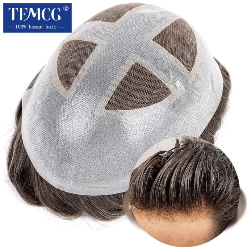 

Douglas Male Hair Prosthesis Breathable Lace PU Base Men wig 100% Human Hair Men's Capillary Prosthesis Replacement System Unit