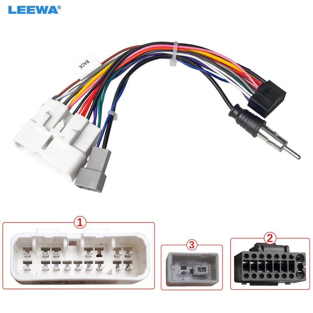 LEEWA Car Android Multimedia 16Pin Wiring Harness Adapter For Isuzu D-MAX/Pick-up/Trooper/Opel Campo/Monterey 16-pin Headunit