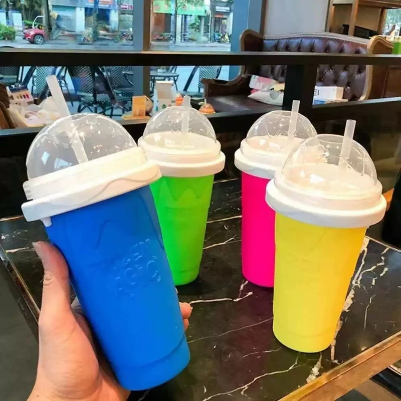 Smoothie Cup Portable Magic Quick Frozen Smoothie Cup with Leak Proof Lid Straw Spoon for Making Milkshakes Ice Cream Shakes
