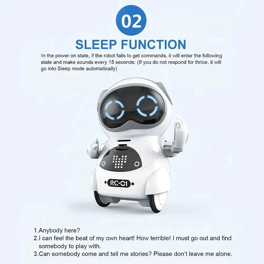 Voice Recognition Pocket Robot Singing Dancing Telling Story Talking Interactive Robot LED Lights Communication Mini Robot Toy