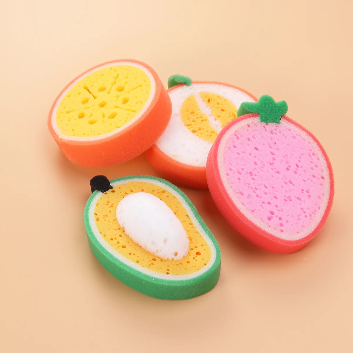 4 قطعة إسفنجة حمام على شكل فاكهة للأطفال متعة الكرتون دش الإسفنج مجموعة لطيف التقشير التطهير العناية بالبشرة الحساسة #4