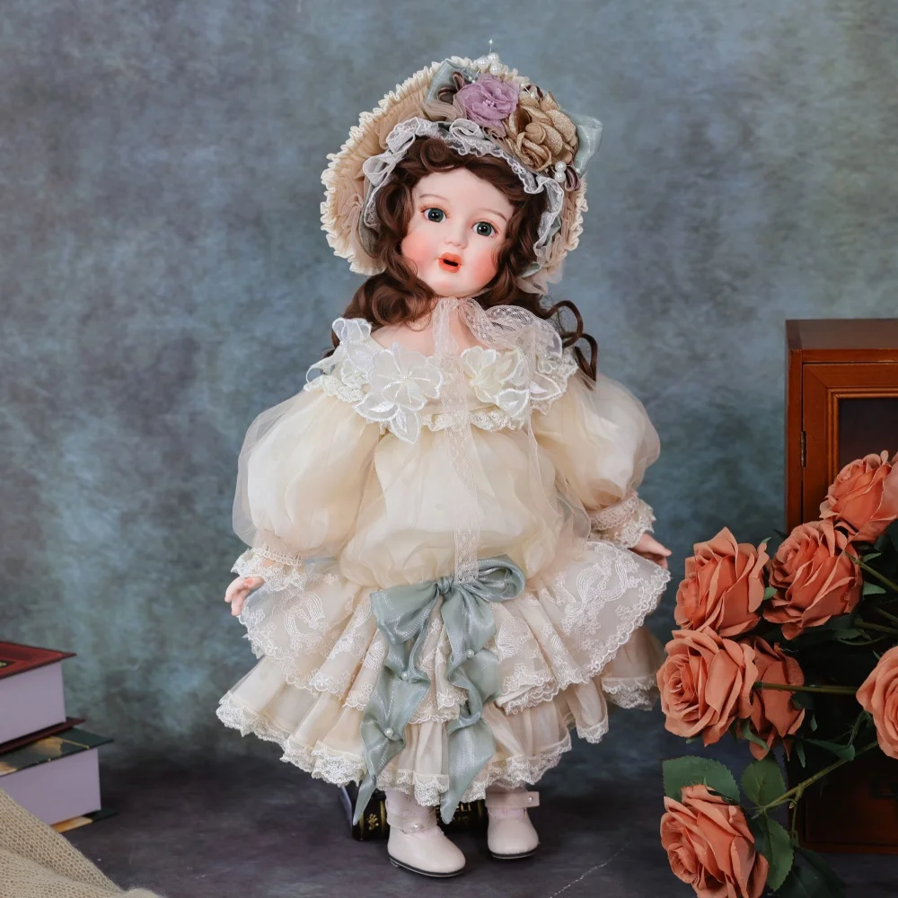 

20-дюймовая клеверная кавайная толстая супная винтажная фарфоровая кукла в викторианском стиле, керамическая кукла, декор для комнаты, высококачественное коллекционное искусство