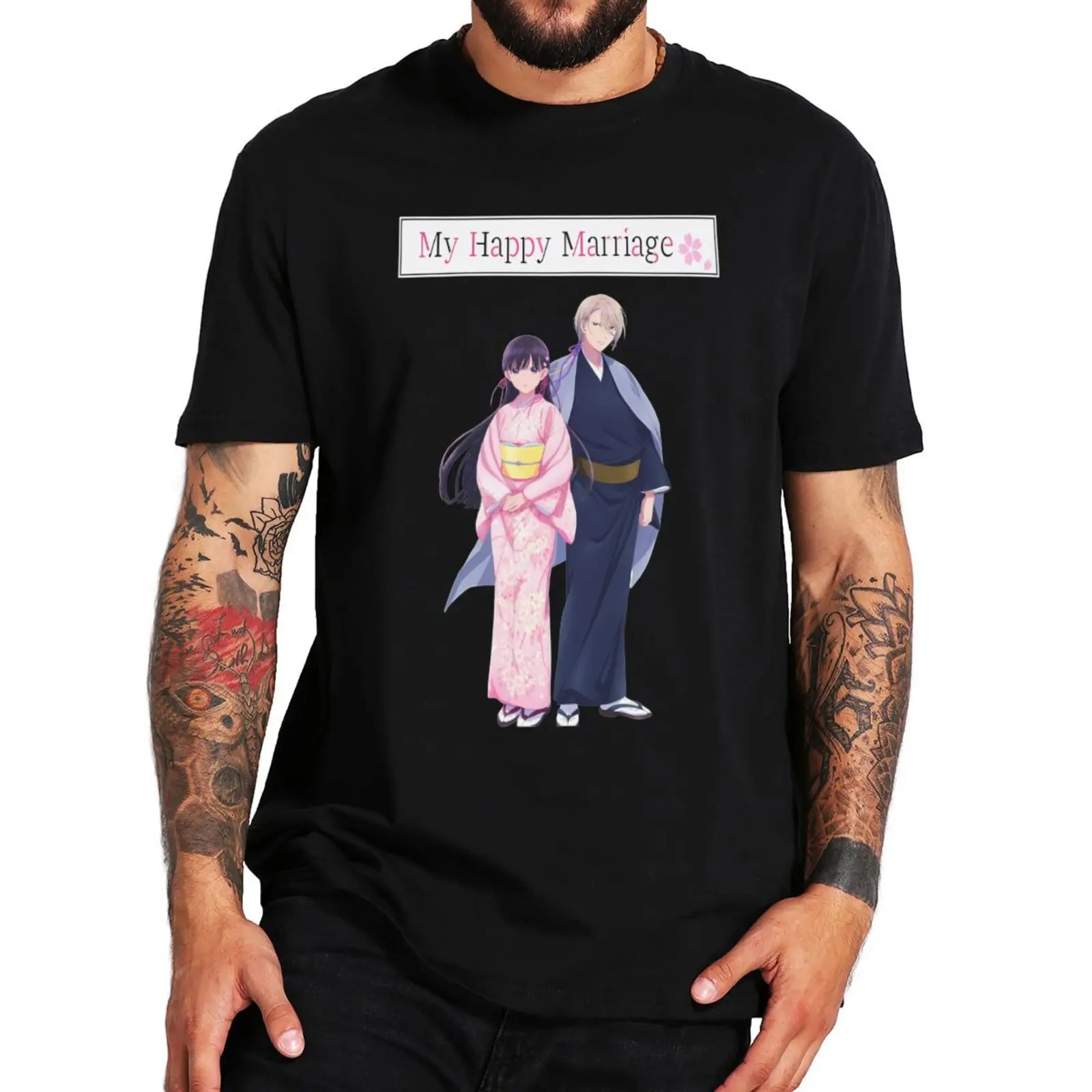 Man tshirt My Happy Marriage T Shirt Saimori Miyo Kudou Kiyoka Anime Fans Tee Tops Oversized Casual Cotton O-neck T-shirts