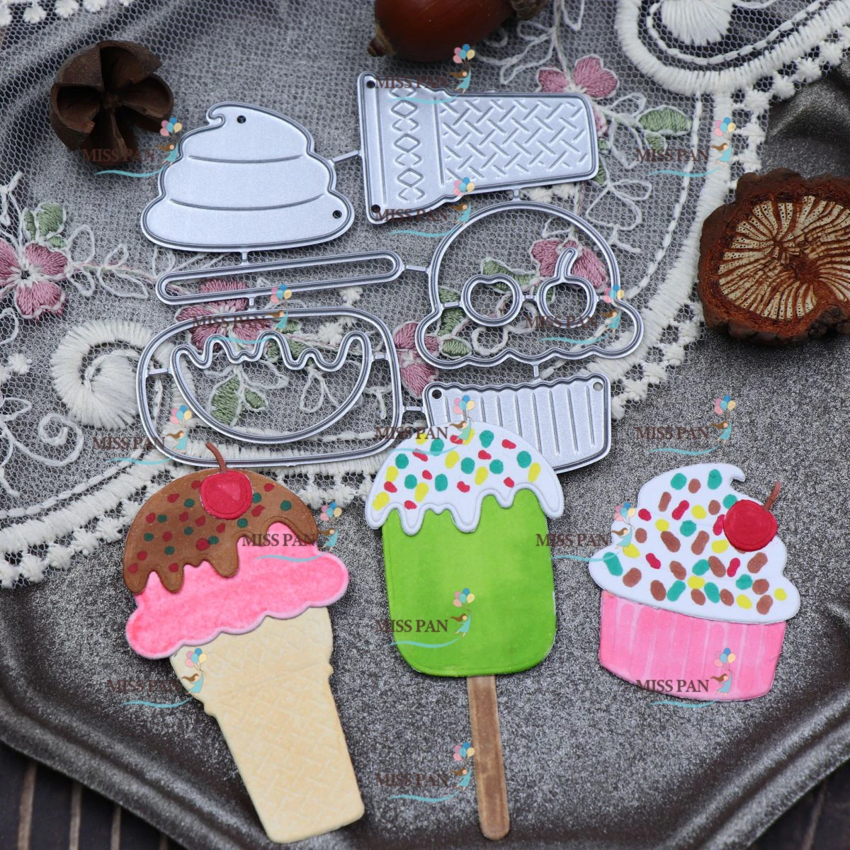 Cupcake and Ice Cream Metal Cutting Dies Stencils for DIY Scrapbooking Decorative Embossing Handcraft Die Cutting Template Mold