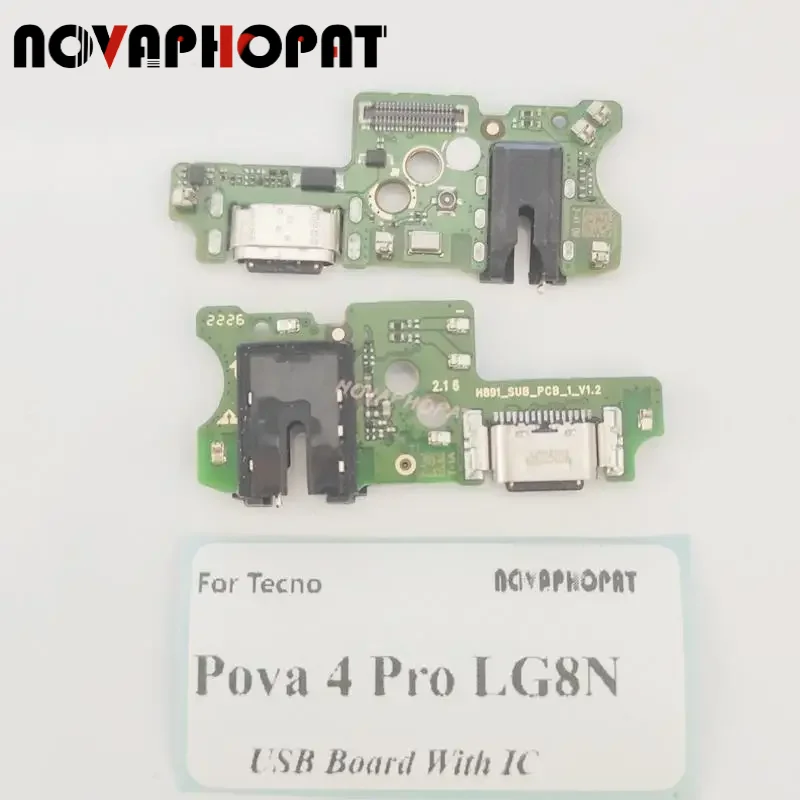 Novaphopat  For Tecno Pova 4 Pro LG8N USB Dock Charger Port Plug Headphone Audio Jack Microphone MIC Charging Board