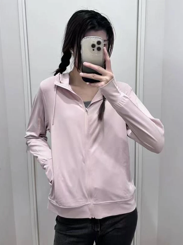 Summer Women's UV Protection Mesh Zipper Hoodie Long Sleeve Casual Versatile Sunscreen Coat Breathable Comfortable Commute Style