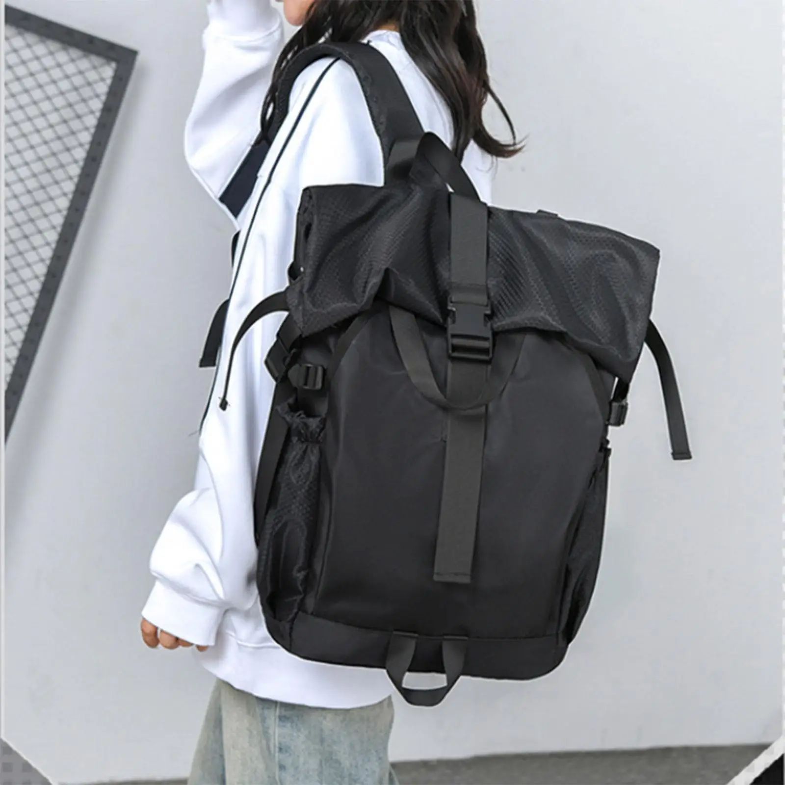 

Roll Lid Backpack Carrying Bag Multipurpose Large Capacity Travel Backpack