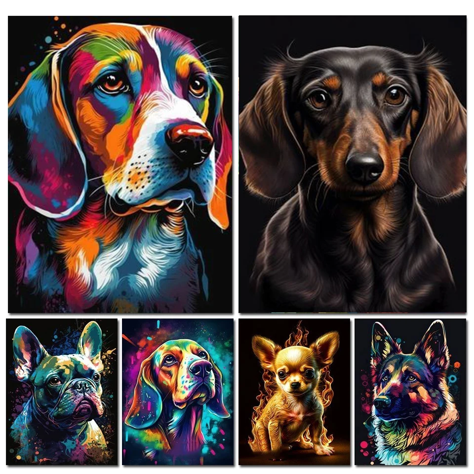 Colorful Beagle 5D Diy Diamond Mosaic Chihuahua Dachshund Full Drills Diamond Embroidery New 2023 Dog Personalized Gift G98