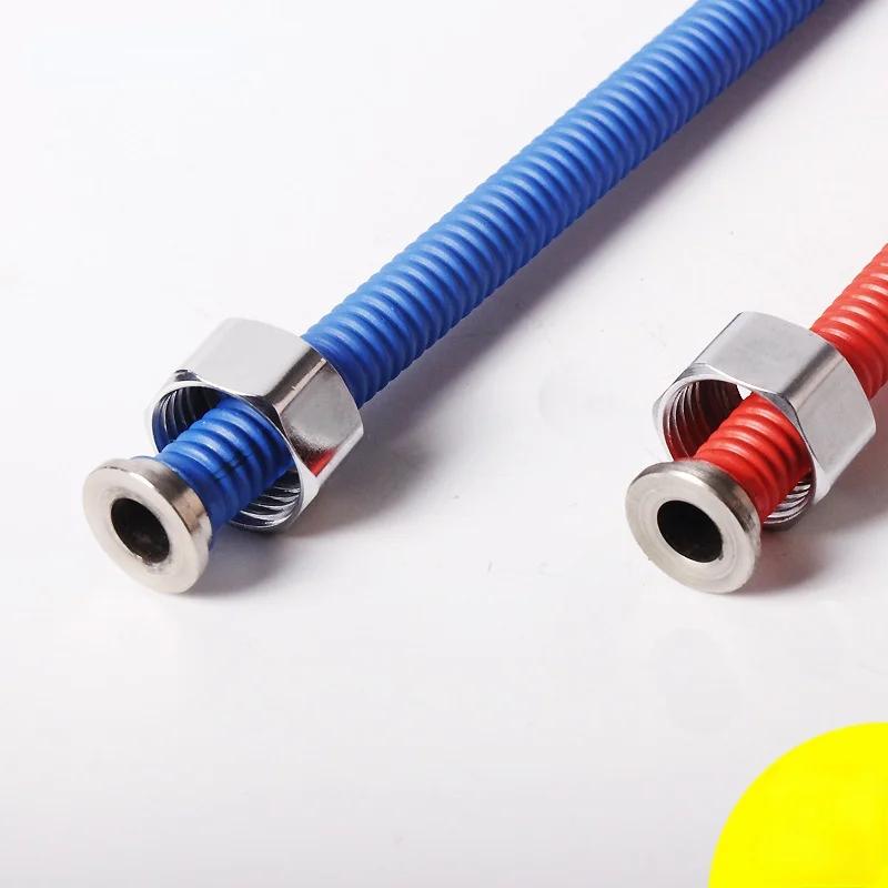 Stainless Steel Single-head Red and Blue Plastic-coated Water Inlet Hose Kitchen Sink Faucet Hot and Cold Water Inlet Hose