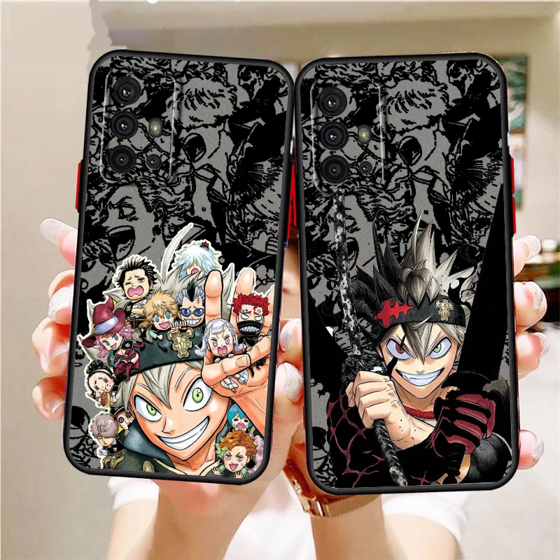 Black Clover Anime Cool Frosted Translucent For Samsung Note 20 A35 A03 A54 A31 A22 A34 A14 A24 A04 A55 5G Back Phone Case