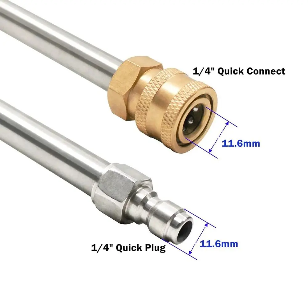 1 szt. Przedłużka do myjki ciśnieniowej ze stali nierdzewnej, prosty drążek natryskowy z szybkozłączką 1/4 cala, 40 cm