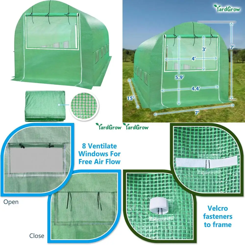 

15'x7'x7' Walk-In Greenhouse Cover with 2 Mesh Windows for Outdoor Plant Gardening