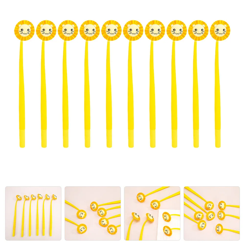 

10 шт. гелевые чернильные ручки с изображением льва, очаровательные ручки для письма с героями мультфильмов, гладкие тонкие ручки для школы, офиса, домашних заданий, подписи, заметок