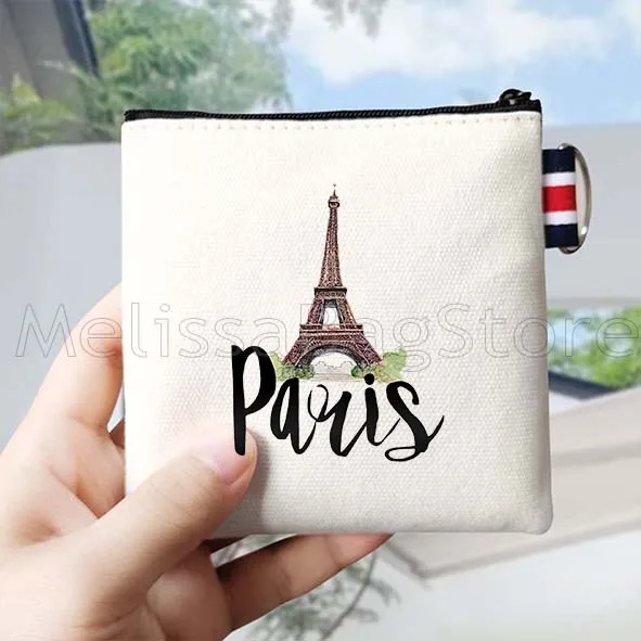 New York Paris London Rome City Print Canvas Bag Coin Purse Custom Coin Purse Key Case Small Bag New Creative Coin Purse Wallet