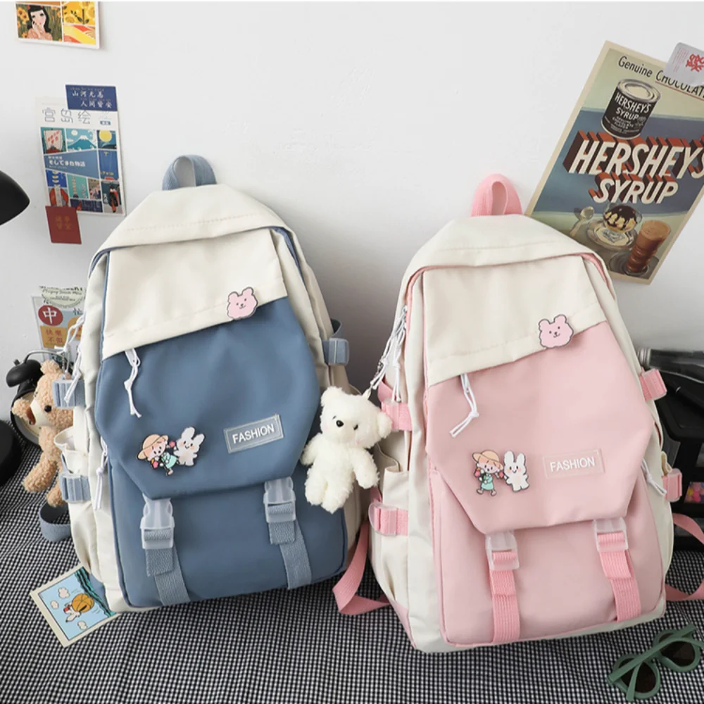 Fashion Preppy Workwear Style Backpack Nylon Harajuku Style Students Backpack Casual Large Capacity Shoulder Bag Girls