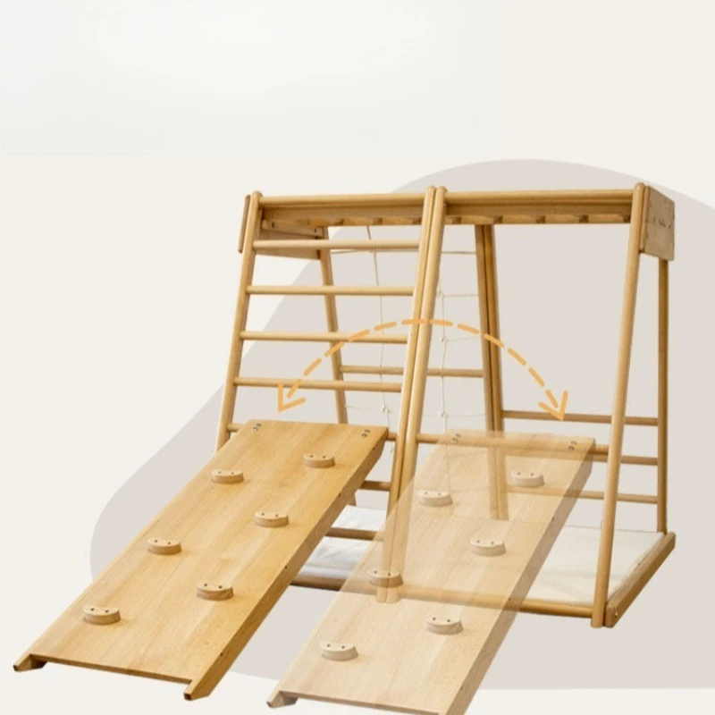 Slide Solid wood climbing frame Indoor household small 2-year-old baby paradise swing combination