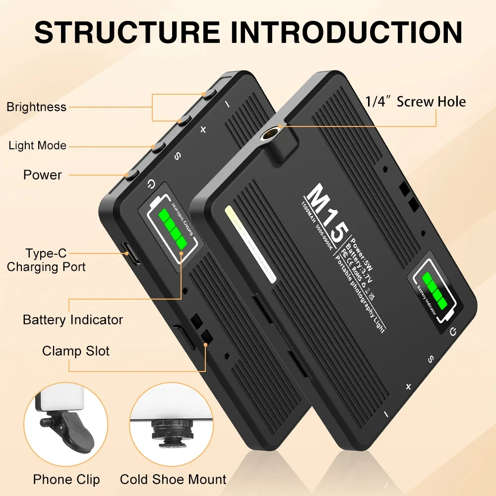 สมาร์ทโฟนแบบพกพาเซลฟี่เติมแสงการประชุมวิดีโอถ่ายทอดสดไฟ LED 2500K-9000K สำหรับสมาร์ทโฟน iPad กล้องแล็ปท็อป