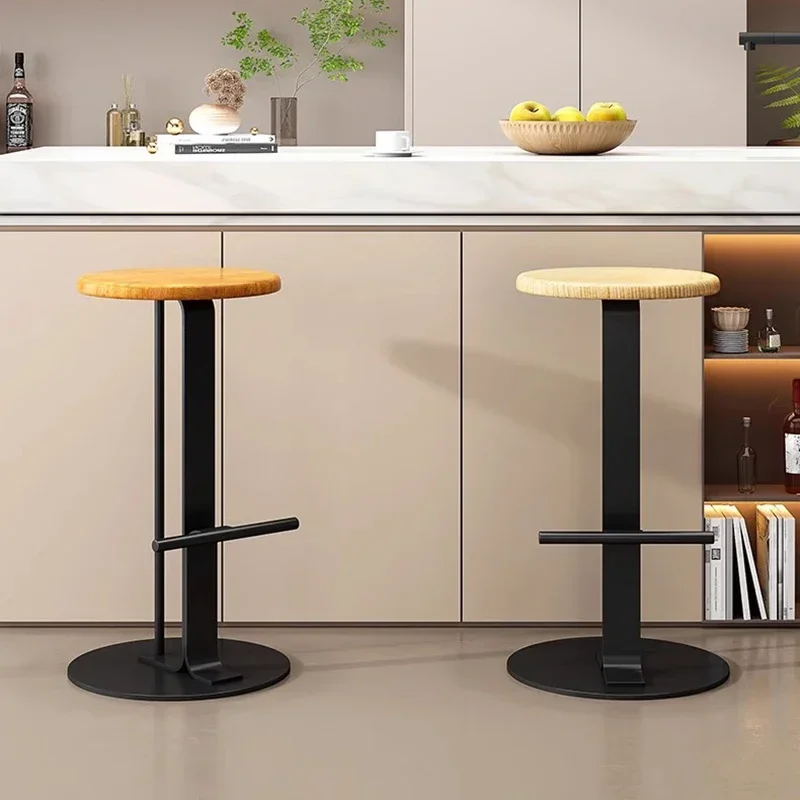 Luxury Nordic Luxurys Stools Reception Modern  Leather Kitchen Counter Stools Wooden Designer Sillas Bar Furniture