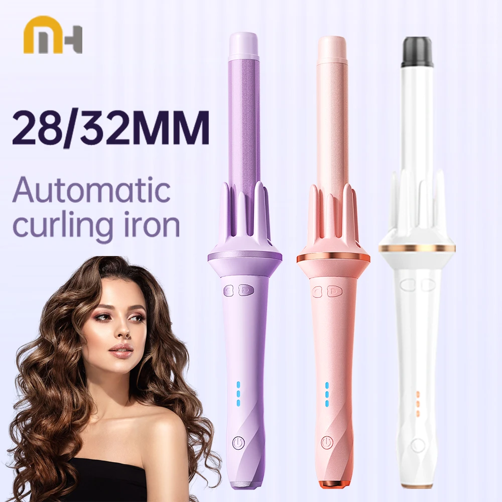 32MM Automatic Curling Iron Voluminous Curls Hair Styler 3 Temperature Settings Fast Heating Low Power Safe Salon Tool
