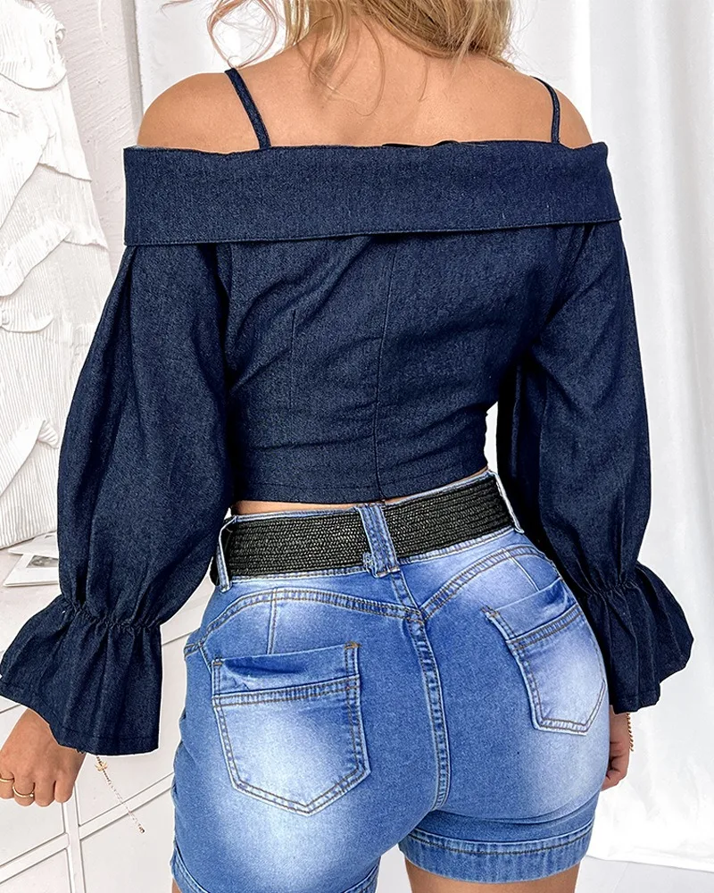 Summer Women Top Fashion Off Shoulder Drop Long Sleeve Blouse Chic Elegant Shirring Tops