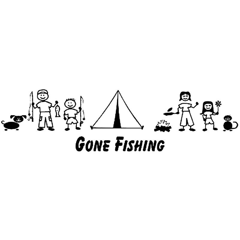 

18 * 4.7cm Camping Fishing Family Romantic Style Personalized Motorcycle SUV Bumper Window Laptop Vinyl Car Sticker