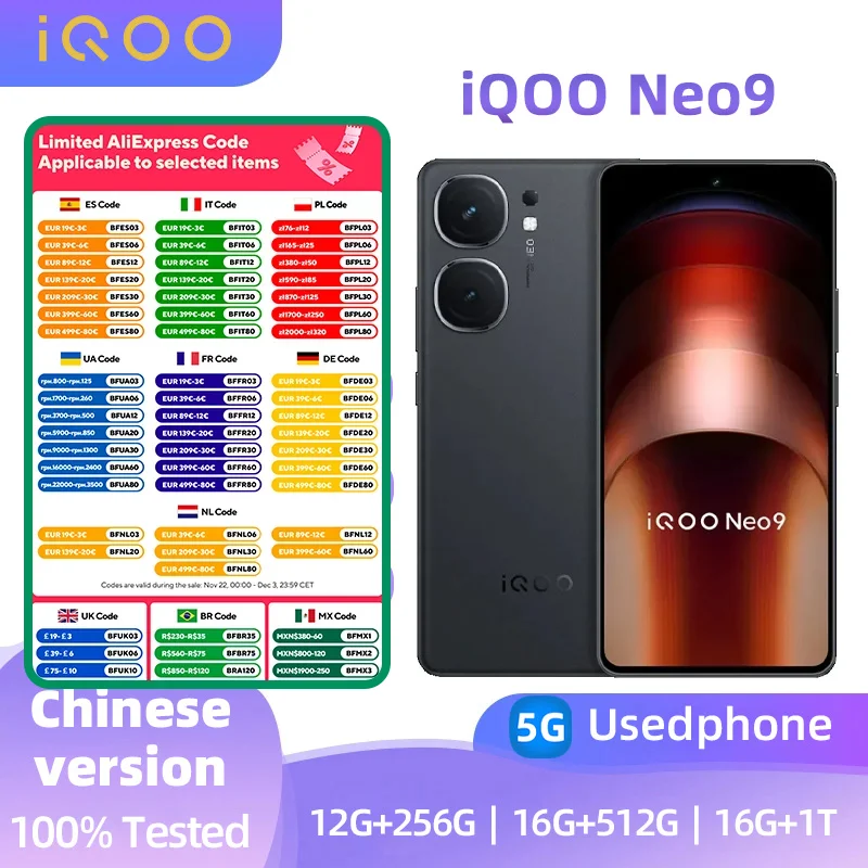 iQOO Neo9 5g SmartPhone Snapdragon 8gen2 6.78inch 144HZ Screen 50MP+16MP Camera 5160mAh 120w Charge Original Android Used Phone 19 sold531,439.7824H Online-TopSmartPhone StoreSee previewSimilar items