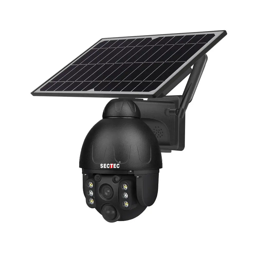 SECTEC 3MP 4Mp 4G GSM Telecamera solare in metallo Tuya HD 4MP PIR WIFI Pannello solare Batteria Wifi esterno 4G Telecamera IP PTZ 4G Telecamera solare