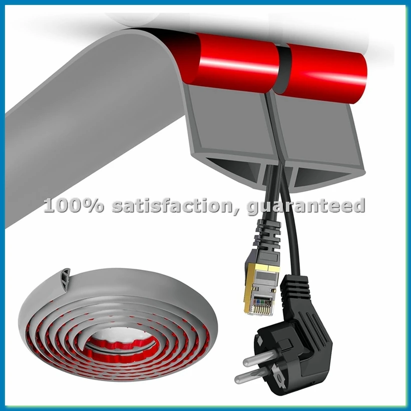 Floor Cord Cover Cable Cavity Self Adhesive Cord Hider Floor 10FT Floor Cable Management Power Cord Protector Gray-A73M