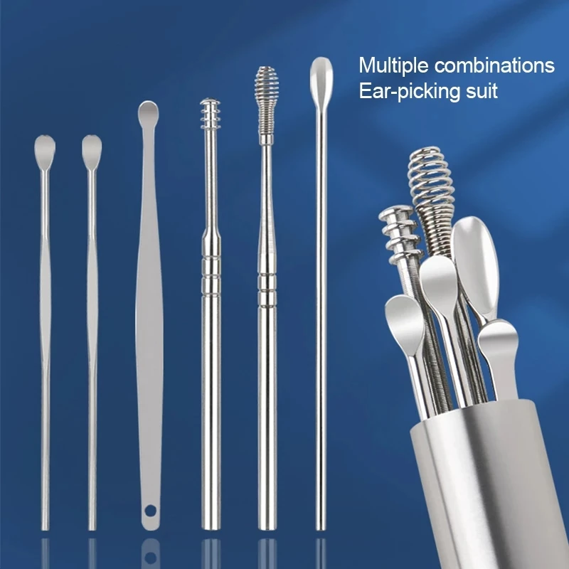 6/7Pcs Stainless Steel Earpick Ear Cleaner Spoon Ear Care Cleaning Tool Ear Wax Removal Kit Ear Wax Remover Ear Wax Removal Tool