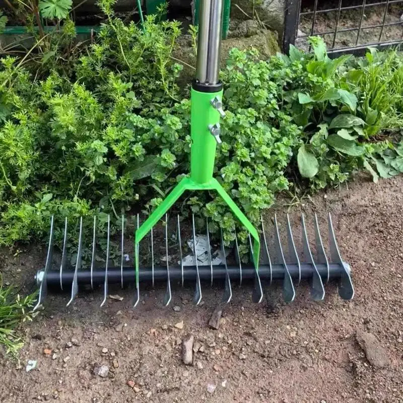 Lawn Loosening Rake Gardening Grass Clearing Rake Sturdy Gardening Loosening Rake 12.8 Inch Wide grass Eater Rake 67 Inches Long