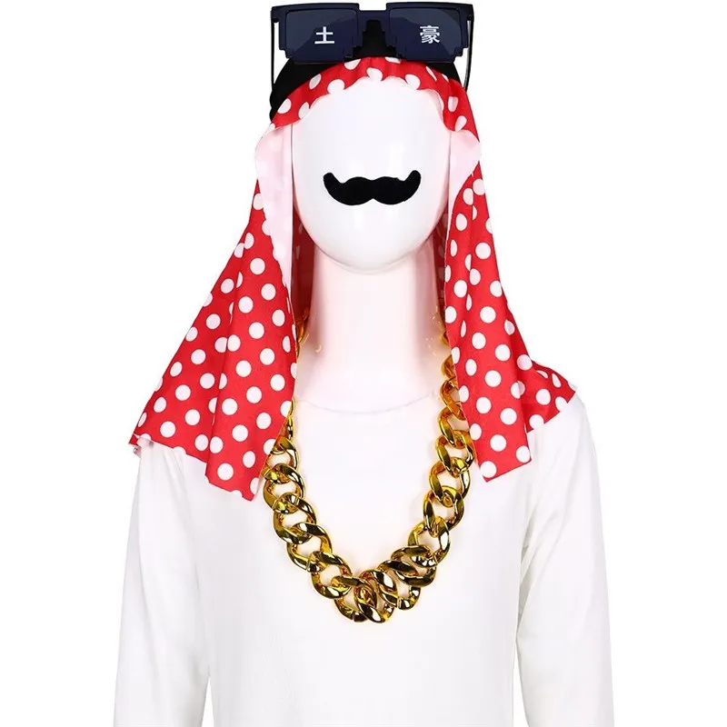 رداء عربي دبي طويل الشرق الأوسط رجل غني زي الهالوين الكبار عيد ميلاد الاسمية مضحك الزي Dr up ملابس المرحلة التقليدية