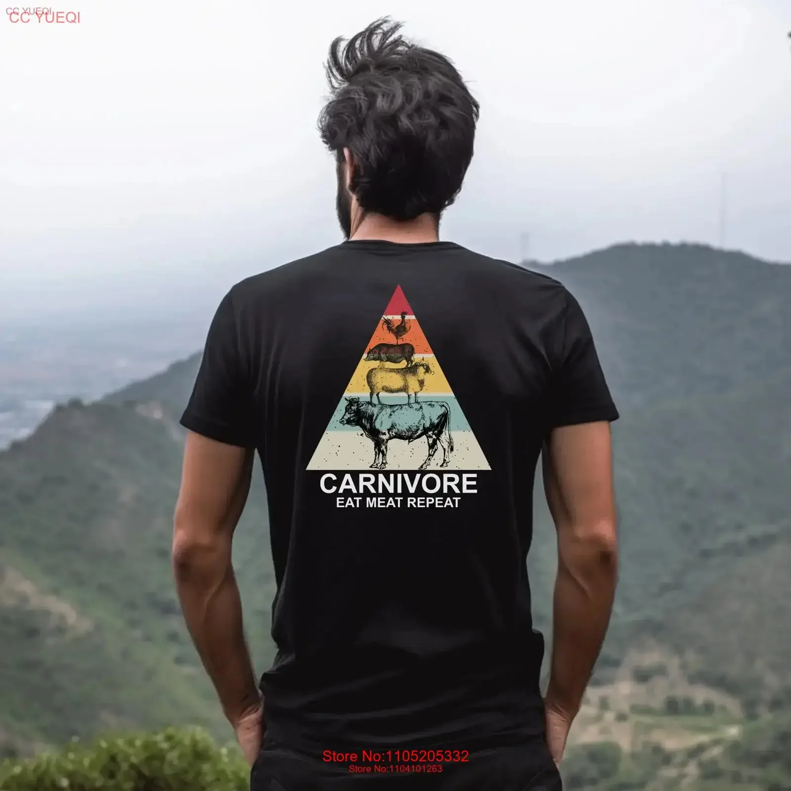 Funny carnivore food pyramid T Shirt for men and women Eat Meat RepeaT lover gifts on the back Only vintage Washed graphic