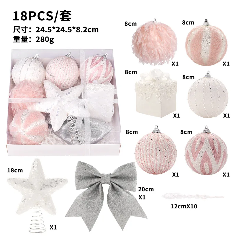 وصول جديد زينة عيد الميلاد Instagram-Worthy الوردي قسط رغوة عيد الميلاد الكرة والشجرة أعلى نجمة مجموعة الحلي قطرة الزخرفية