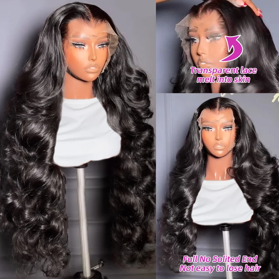 30 40 Inch Body Wave Lace Frontal Wig 13x6 Transparent Lace Front Human Hair Wigs Brazilian 13x4 Water Wave Preplucked For Women