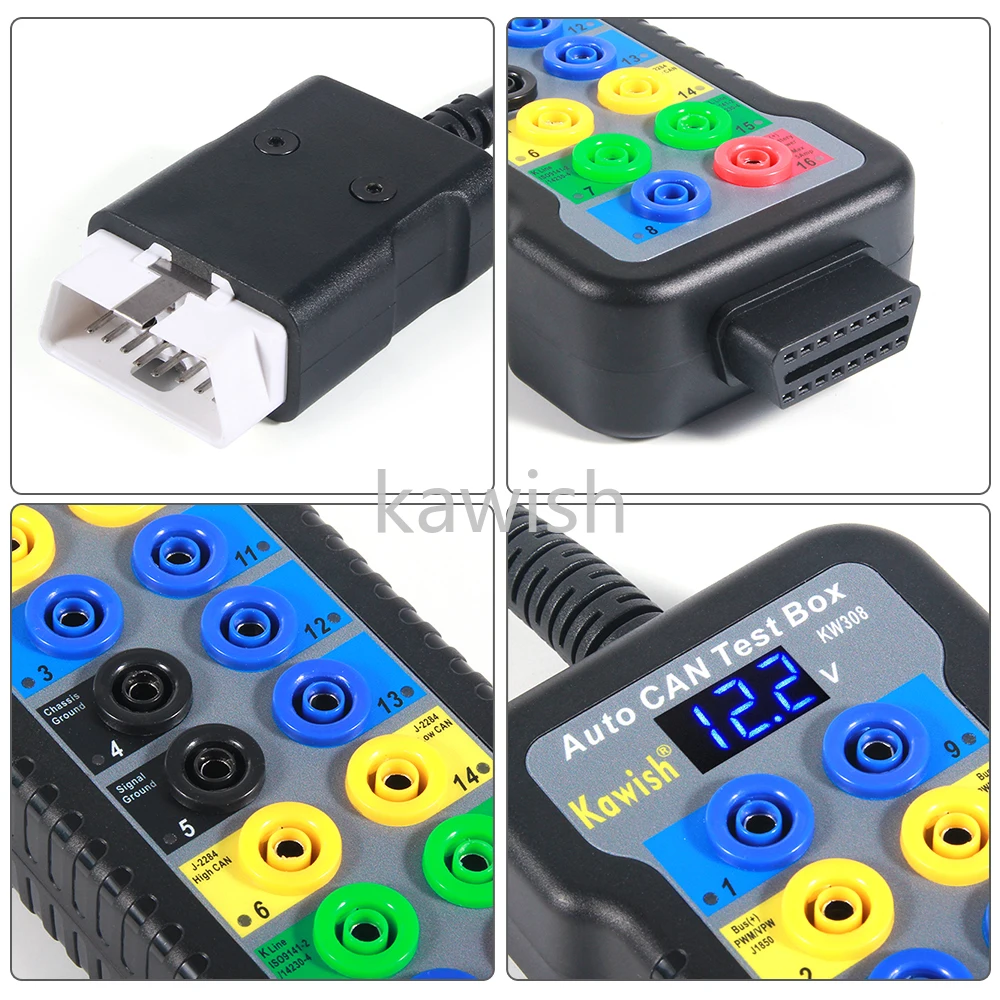 Car OBD Breakout Box Diagnostic Tools With OBD Extension Cable, Digital Voiture OBD2 Tester For 16 Pin Voltage,Car Can Line Test