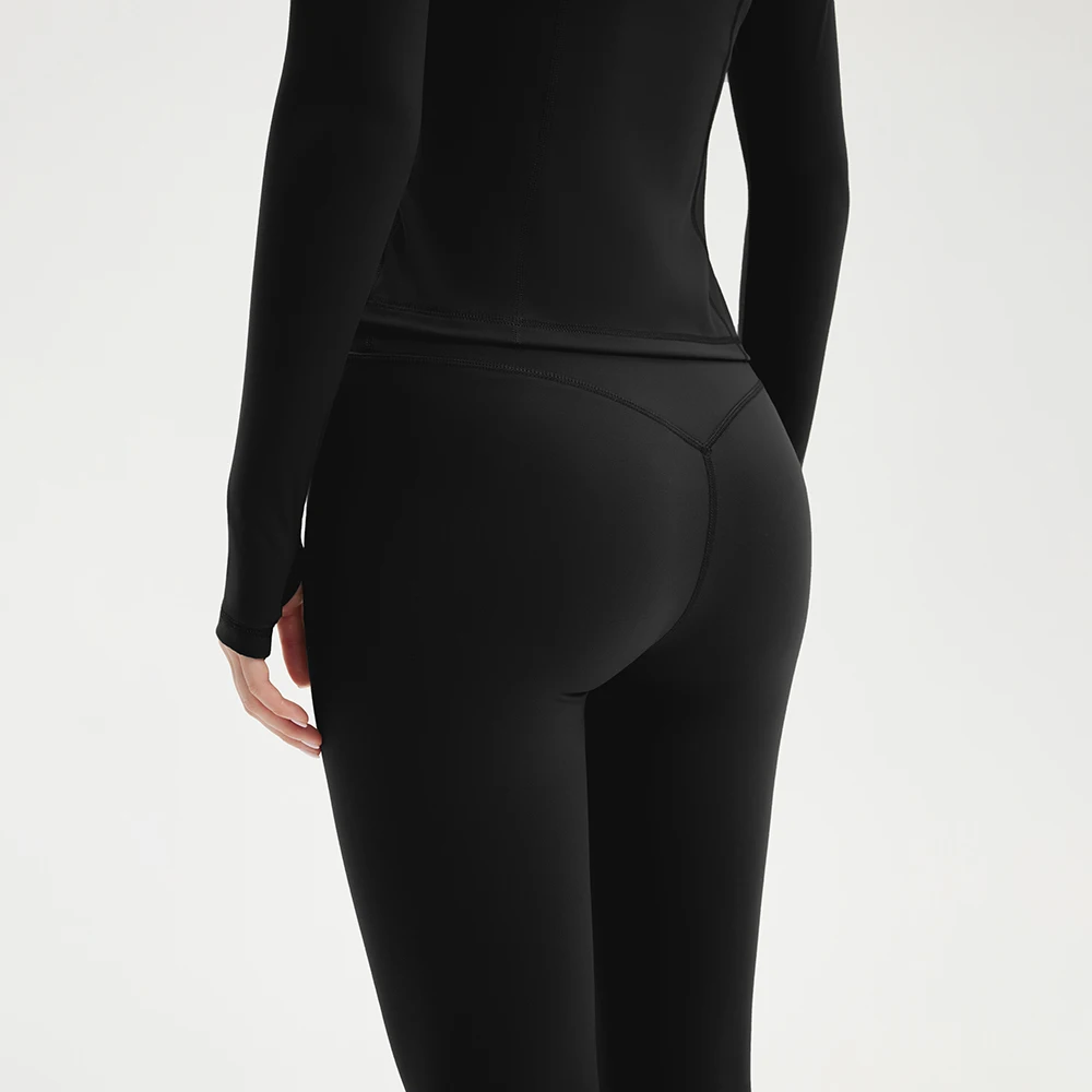Zweiteiliges Sportset für Damen, einfarbig, mit Reißverschluss, langärmelige Sportjacke und Leggings mit hoher Taille, sportliches, atmungsaktives Yoga-Set für Damen – Detail 4