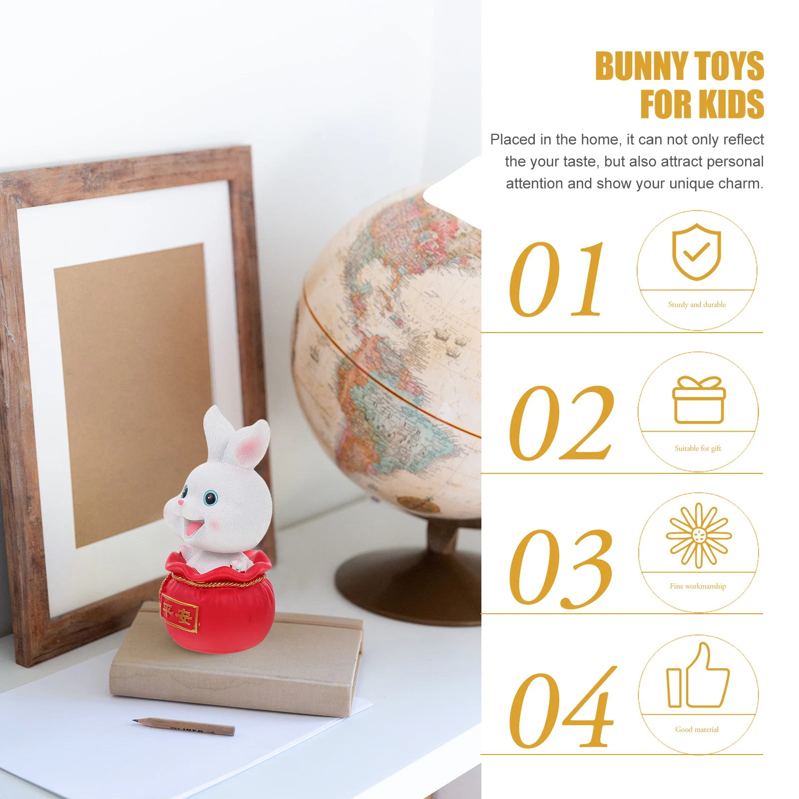 

Cute Rabbit Shape Bonsai Resin Desktop Decor Miniature Garden Cake Topper Car Adornment Bunny Statue Home Office Gift