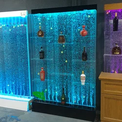 Armario de exhibición de bar de vino de pared de burbujas de agua acrílico personalizado, decoración del hogar