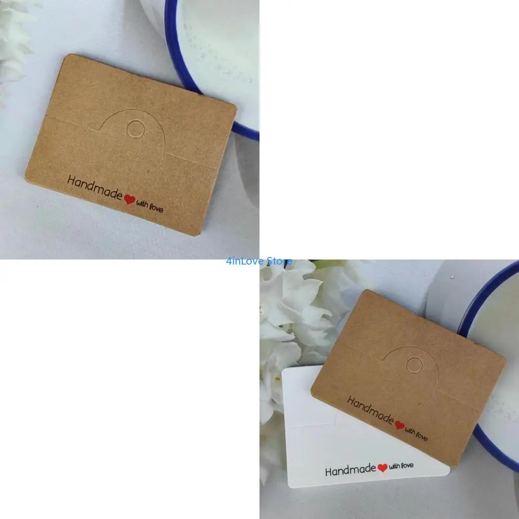 

T4MD 100pcs Paper Jewelry Package Tags Card DIY Handmade with Love Bracelets Display