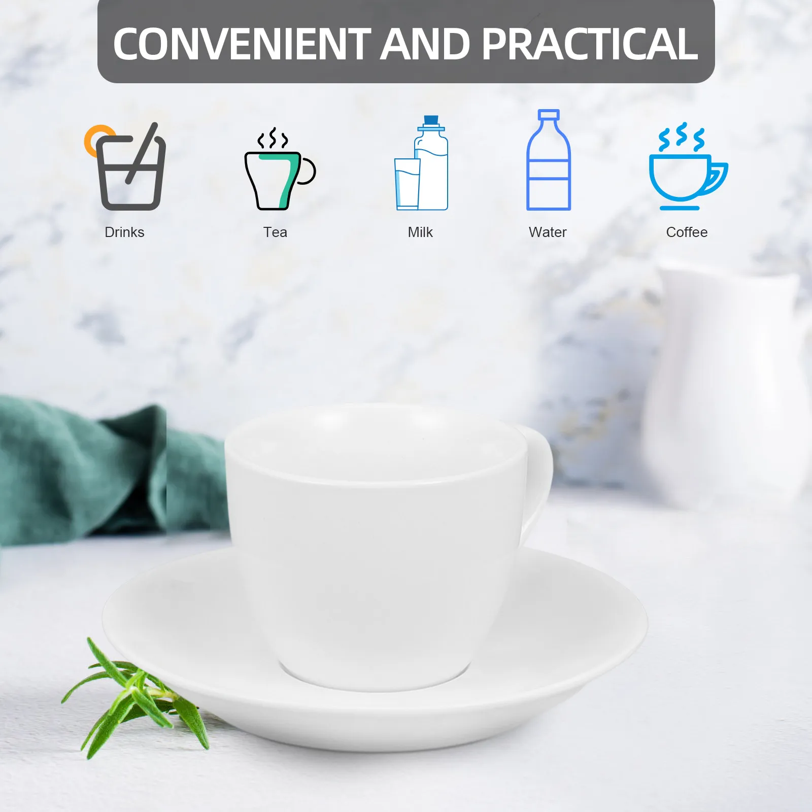 1Set Coffee Cup Saucer Simple Style Ceramic Tea Cup Set Stable Base Drinking Cups for Coffee Tea Milk Juice Home Office - view 4