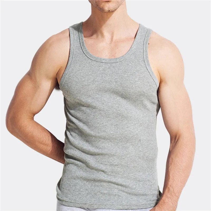 Men Muscle Vests Cotton Underwear Sleeveless Tank Top Solid Muscle Vest Undershirts O-neck Gymclothing Bodybuilding Tank Tops