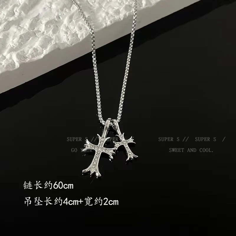 

Extra Long Titanium Steel Cross Chain Gothic Unisex Necklace Hip Hop Jesus Fade Proof Layering Gift for Boyfriend