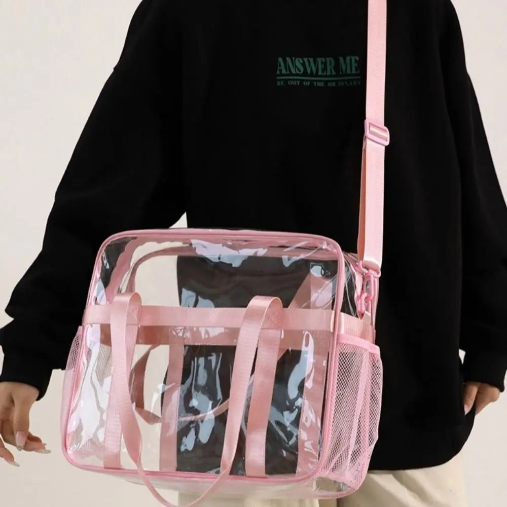 

Large Capacity Transparent Crossbody Bag Waterproof PVC Material Toiletries Handbag Lightweight Portable Beach Swimming Bag